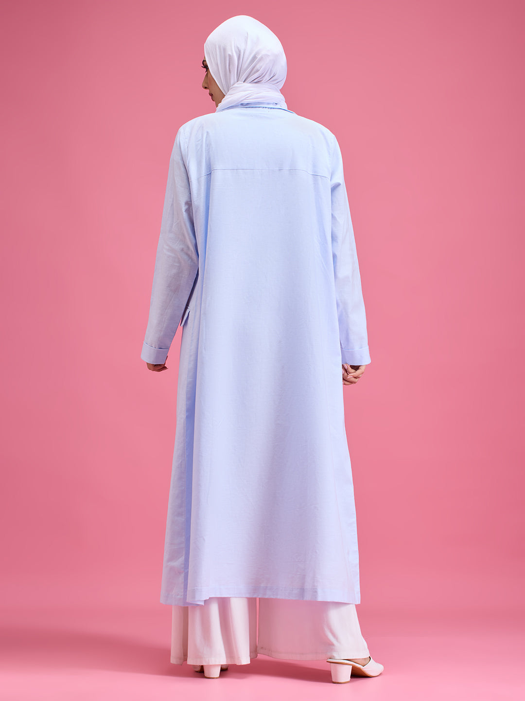 Fay linen open blazer - powder blue