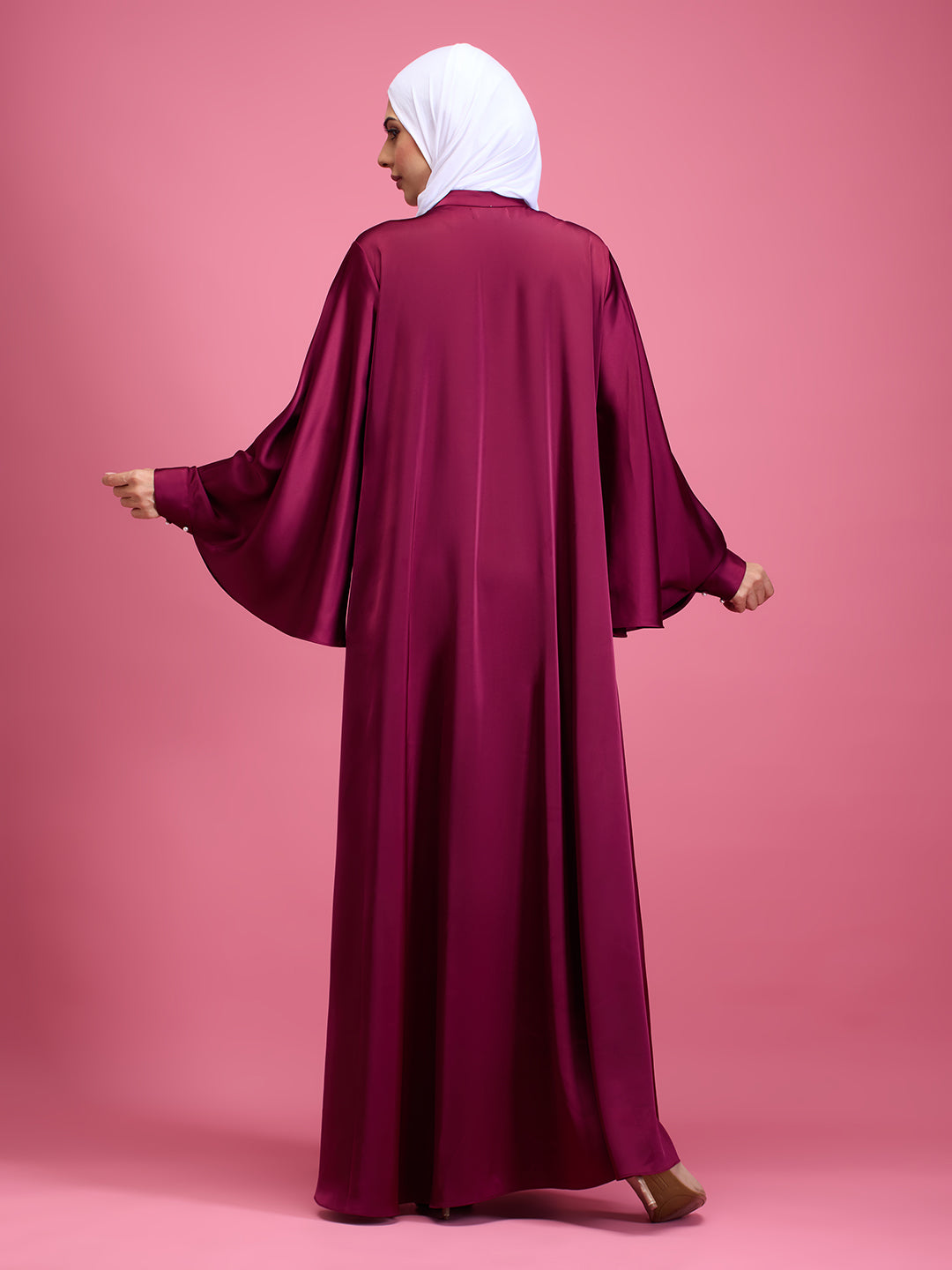 Nora pearl abaya - maroon