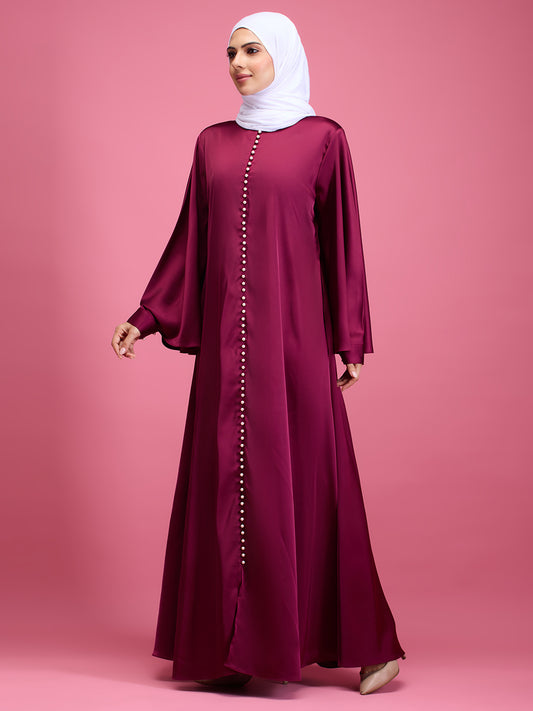 Nora pearl abaya - maroon