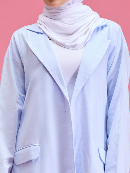 Fay linen open blazer - powder blue