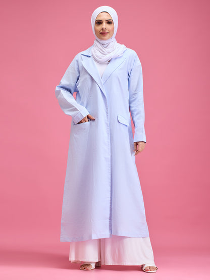 Fay linen open blazer - powder blue