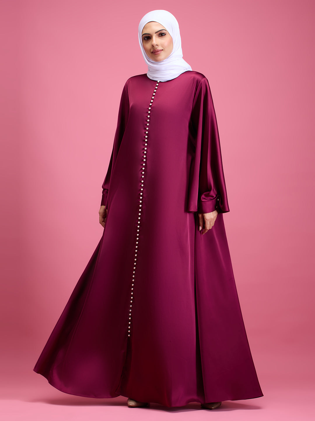 Nora pearl abaya - maroon