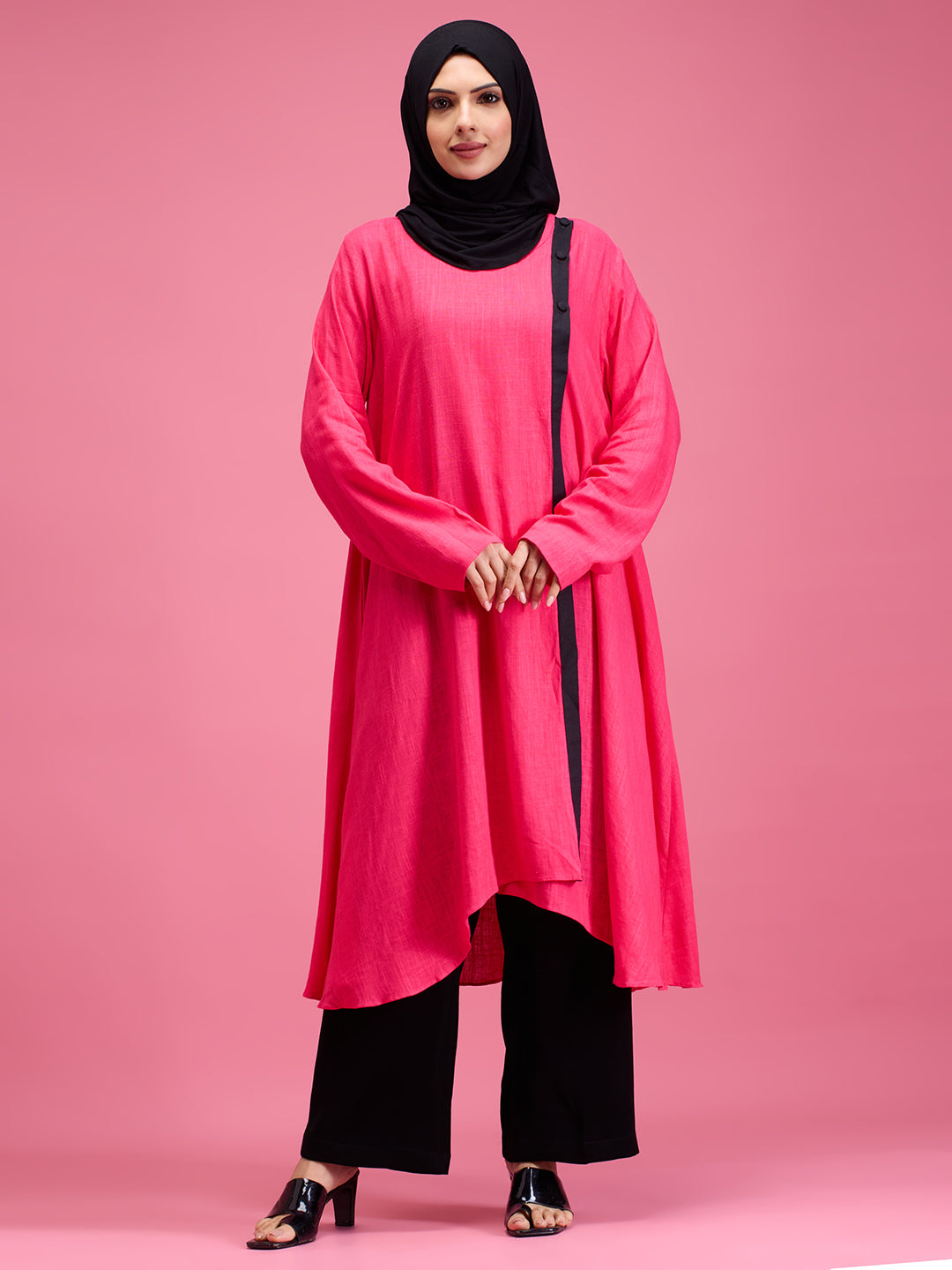 Aza linen modest dress