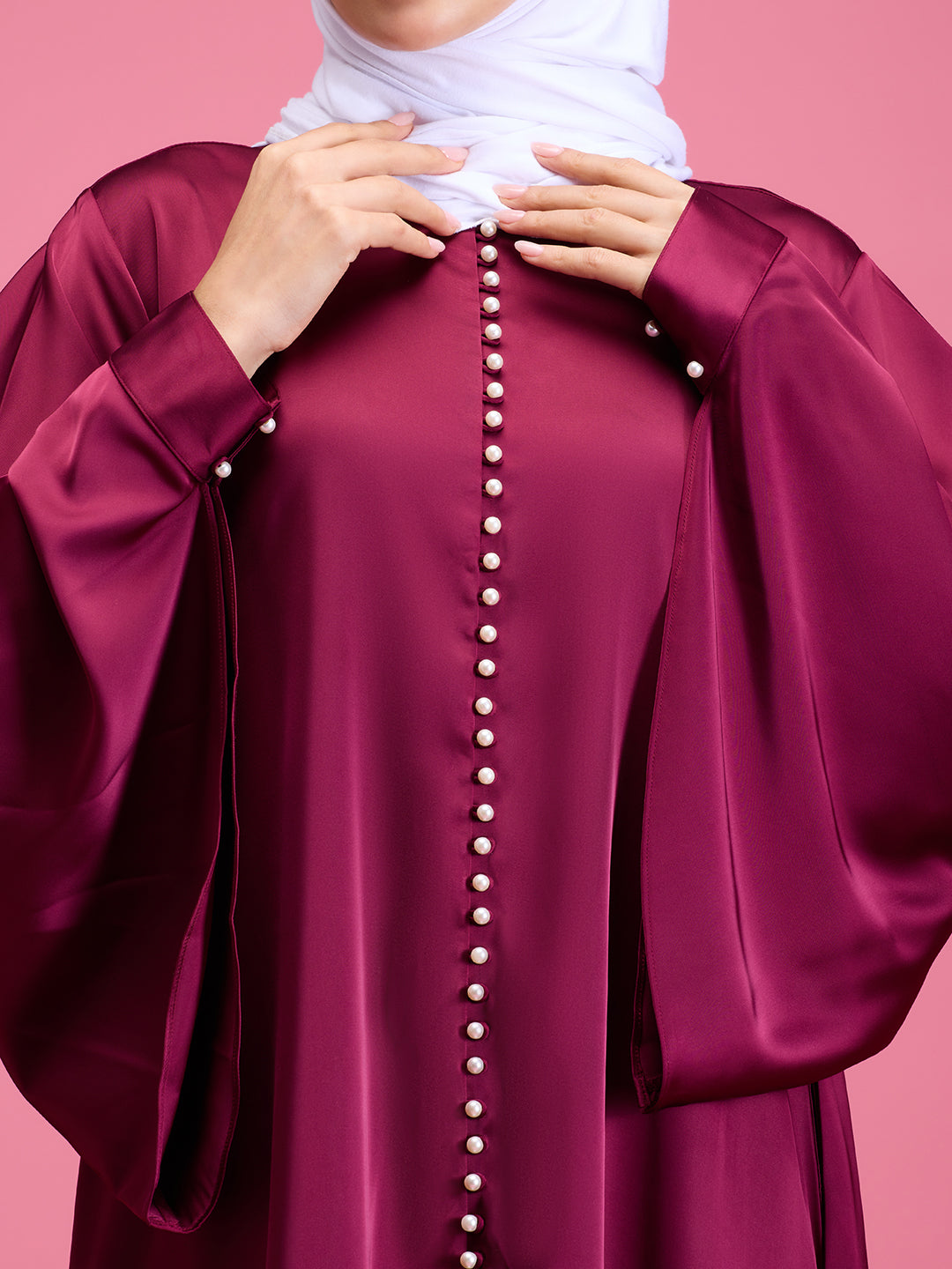 Nora pearl abaya - maroon