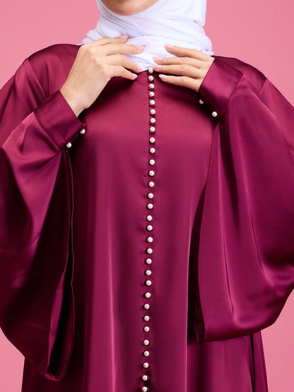 Nora pearl abaya - maroon