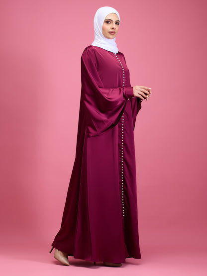 Nora pearl abaya - maroon