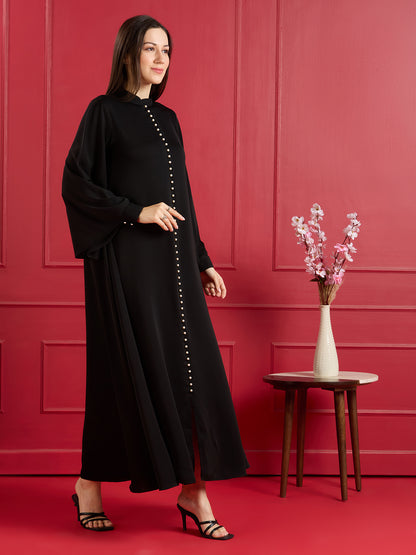 Nora pearl abaya - black