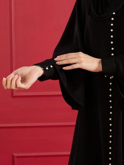 Nora pearl abaya - black