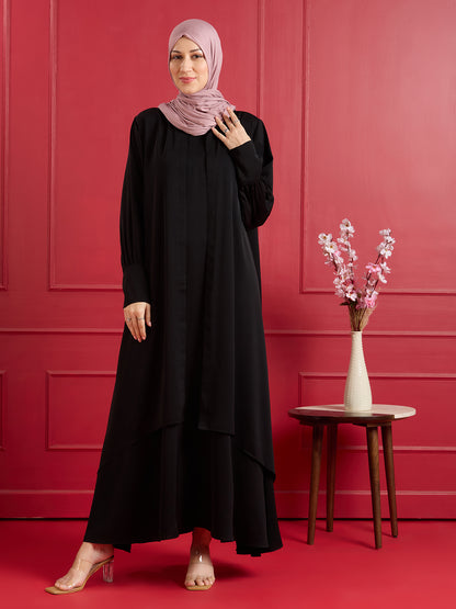 Elena jacket abaya - black