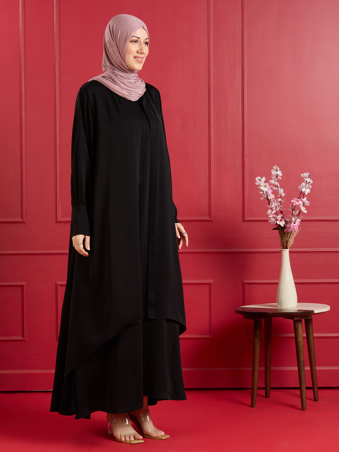 Elena jacket abaya - black
