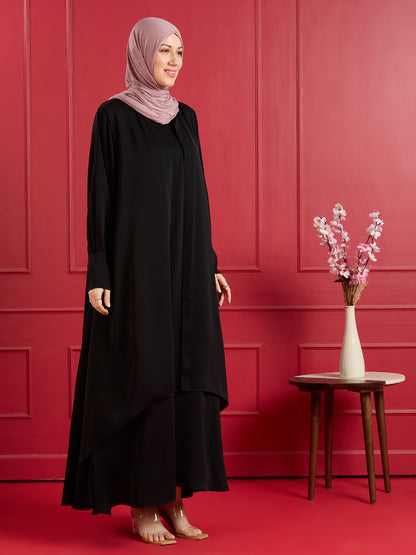 Elena jacket abaya - black