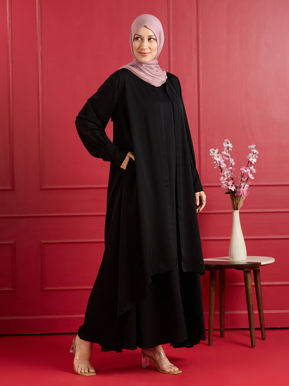 Elena jacket abaya - black